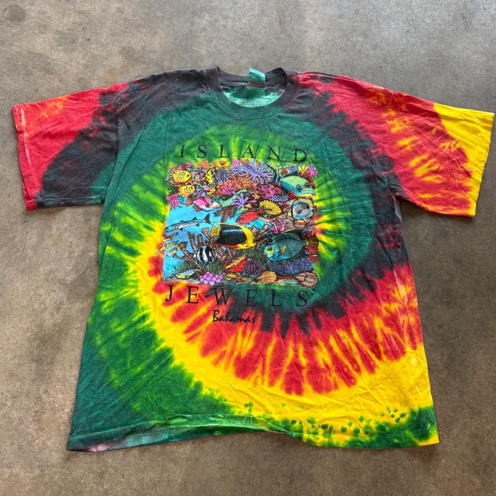 Vintage 90s Bahamas Tie Dye nature tee